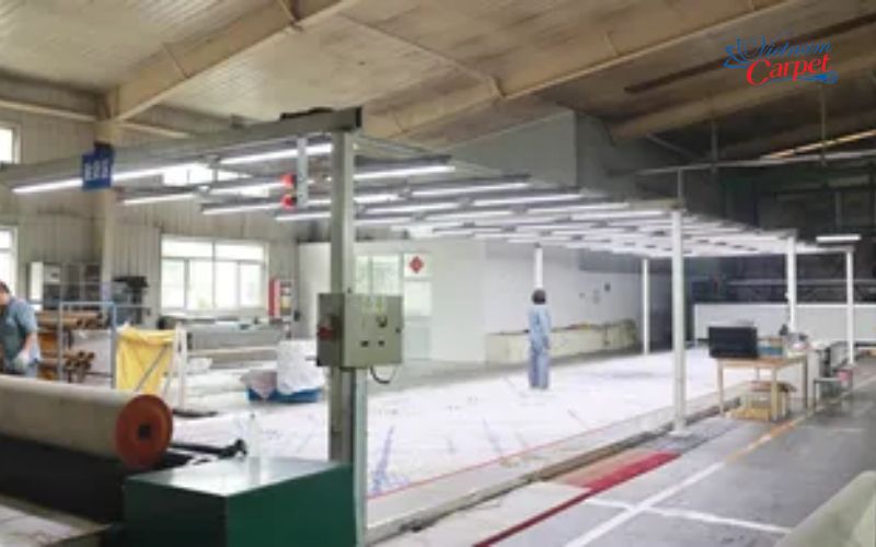 Thảm dệt Axminster được dán và kiểm tra trước khi đóng gói